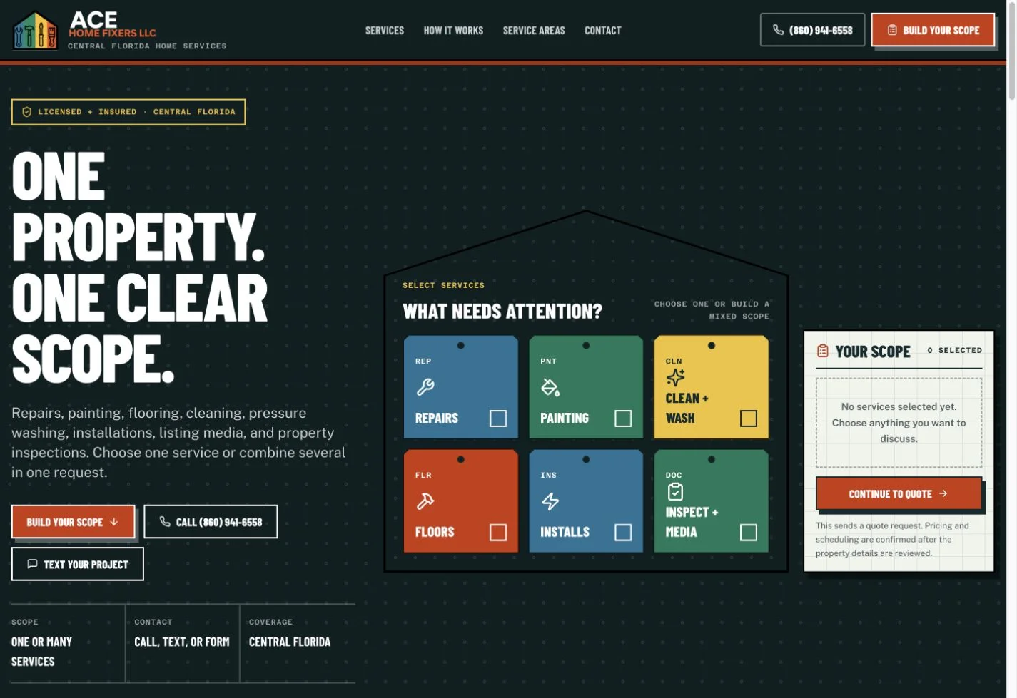 Ace Home Fixers website designed by Studio Legado