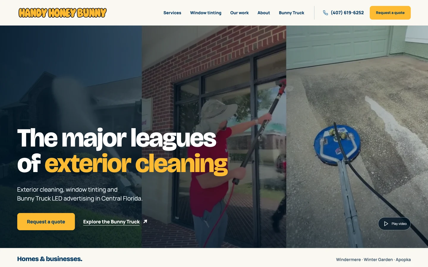 The refreshed Handy Honey Bunny website homepage