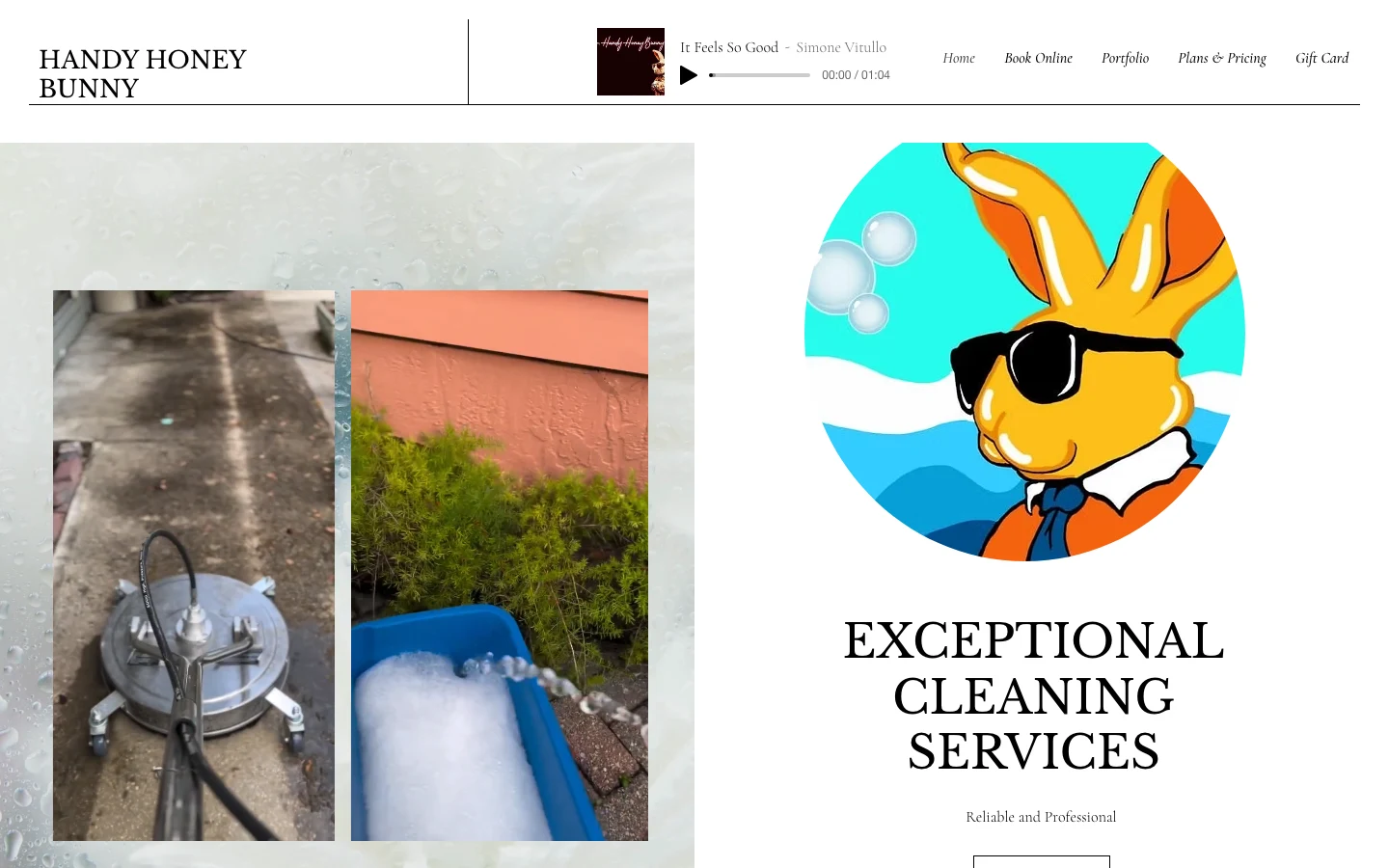 The previous Handy Honey Bunny website homepage, built on Wix