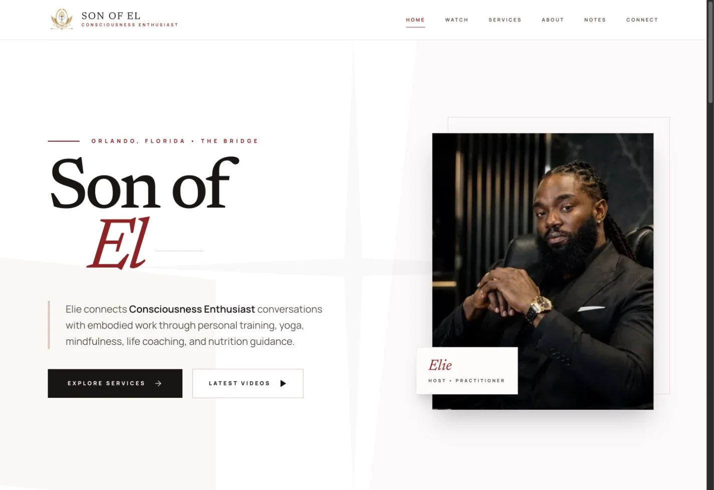 Son of El website designed by Studio Legado
