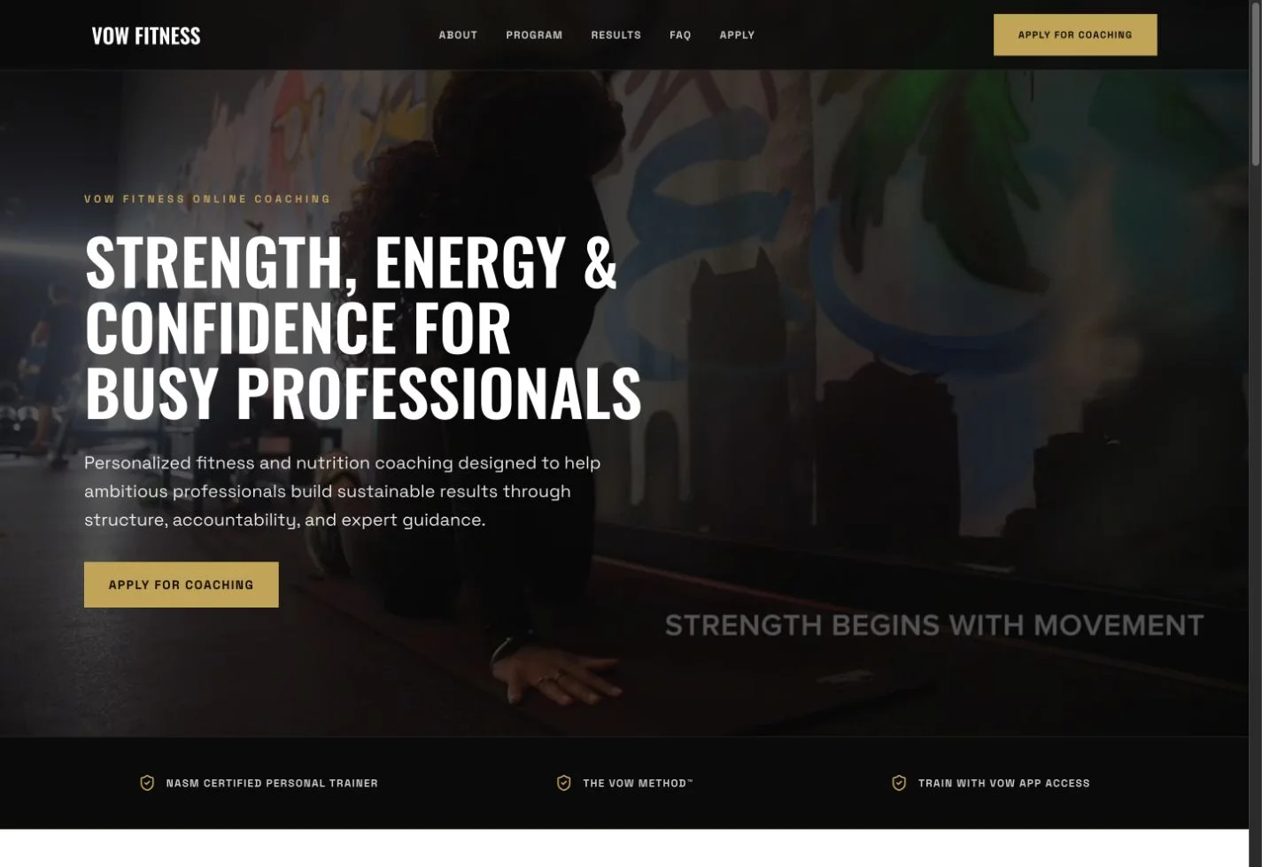 VOW Wellness website and coaching application